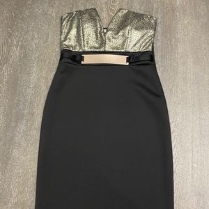 Jasmine Black and Gold Strapless Dress Size M